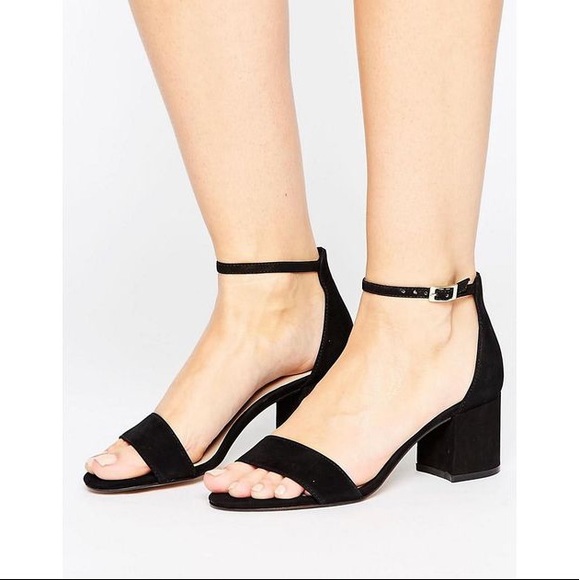 Aldo - Black Ankle Strap Block Heel - Picture 1 of 3